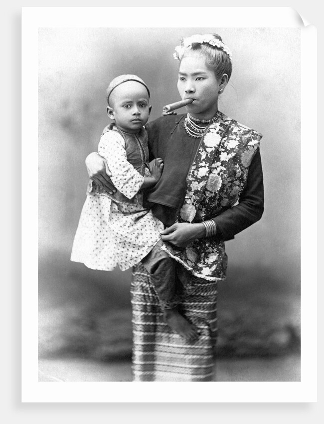 Burmese Woman Smoking Cigar by Anonymous