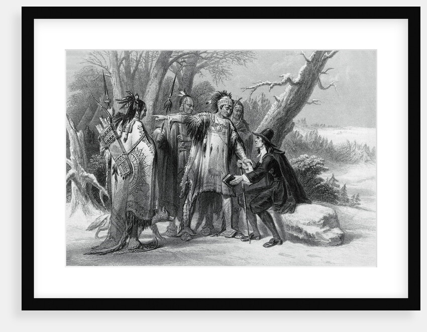 Print of Narragansett Indians Helping Roger Williams by Anonymous