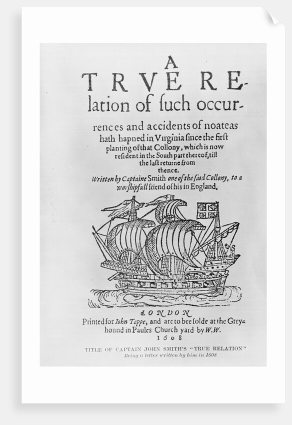 Title of Captain John Smith's True Relation by Anonymous