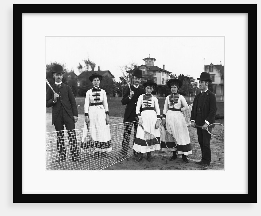 Couples Standing on Tennis Court by Anonymous