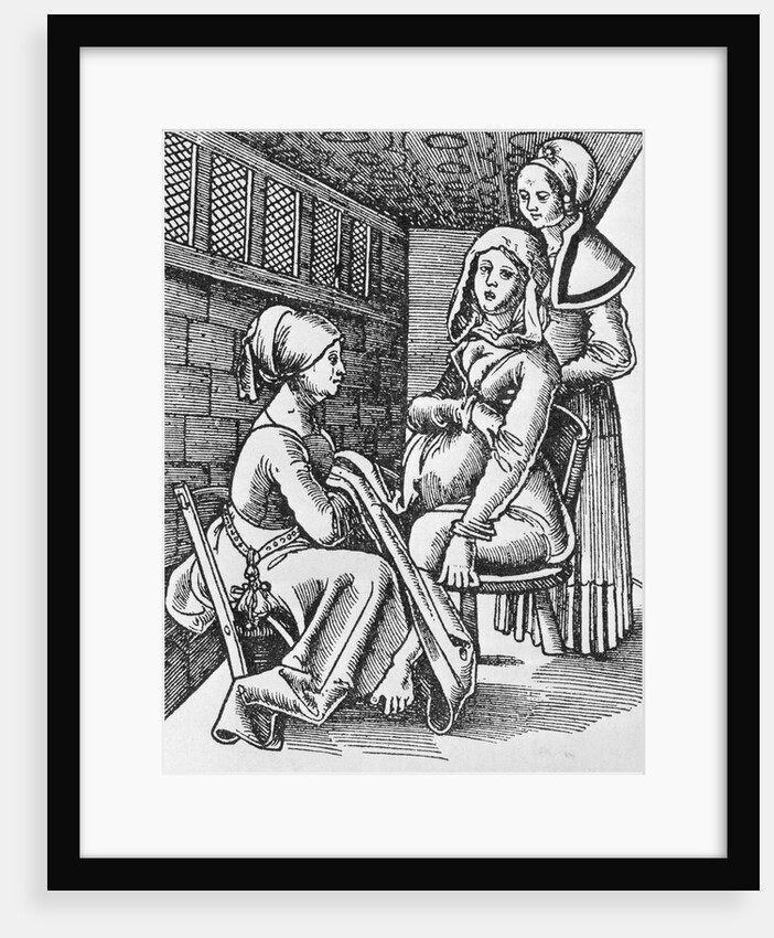 Drawing Depicting Midwife Assisting a Mother to Be by Anonymous