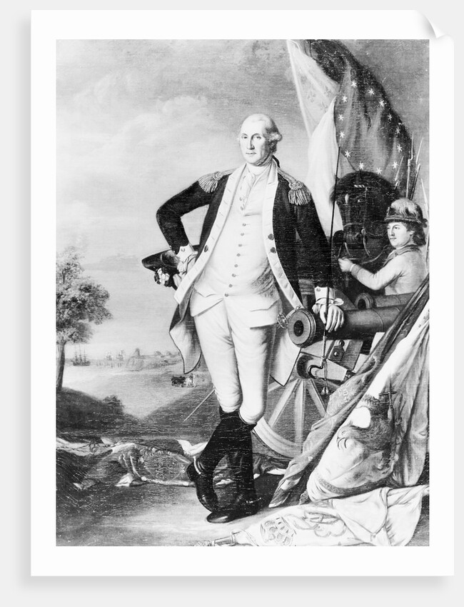 Illustration of George Washington Standing Next to Cannon by Anonymous