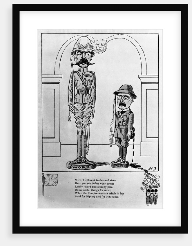Political Cartoon of Kitchener and Kipling With Poem by Anonymous