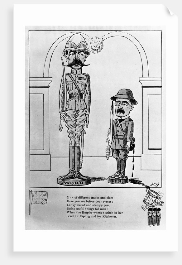 Political Cartoon of Kitchener and Kipling With Poem by Anonymous