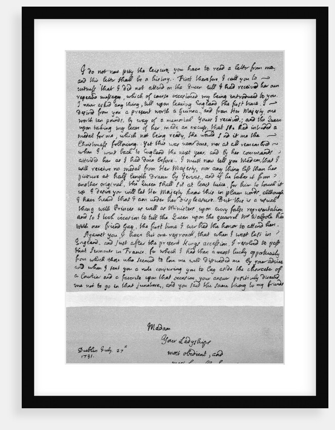 Letter Written by Jonathan Swift