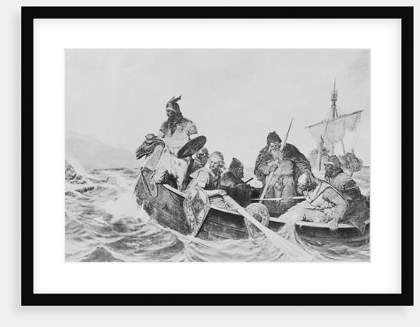Leif Erickson in Watercraft with Others by Anonymous