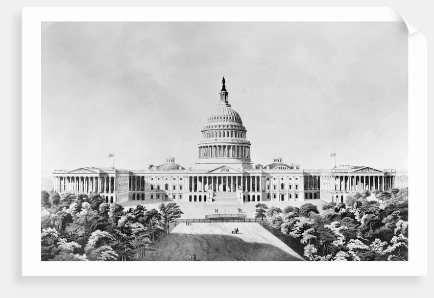 Lithograph of Capitol in Washington DC by Anonymous