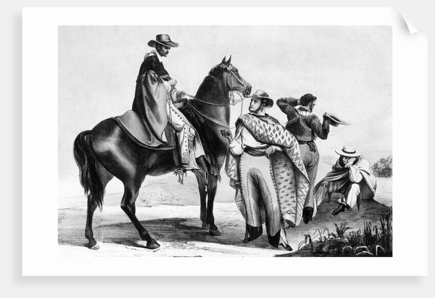 Drawing of South American Gauchos on the Range by Anonymous