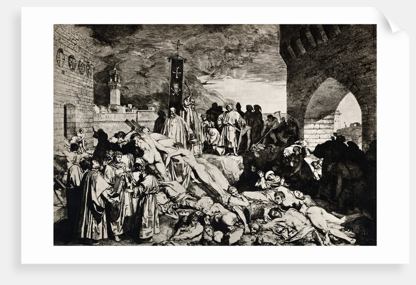 Engraving of Florence During a 14th-Century Plague by Anonymous