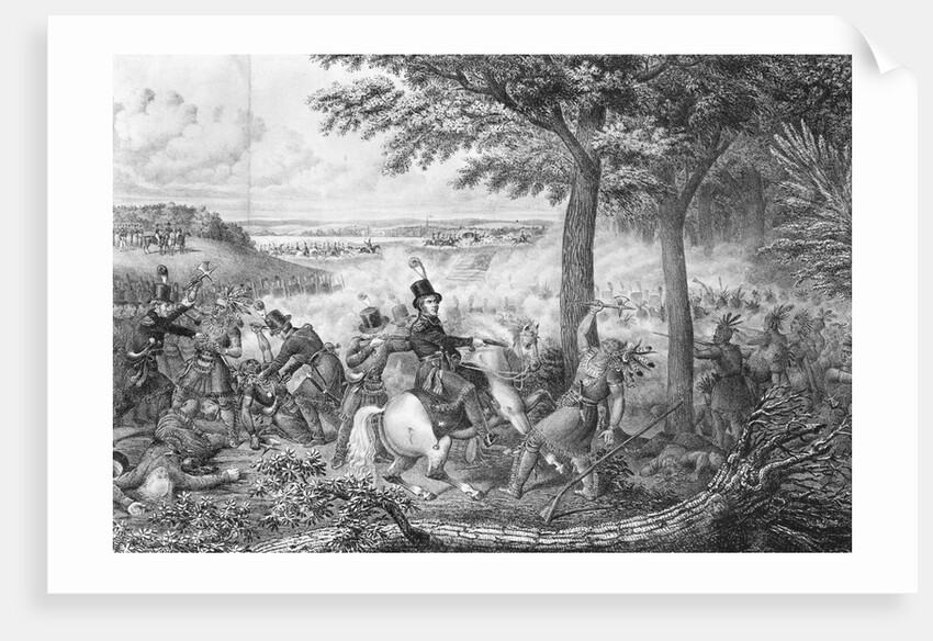 Lithograph Depicting the Battle of the Thames by Anonymous