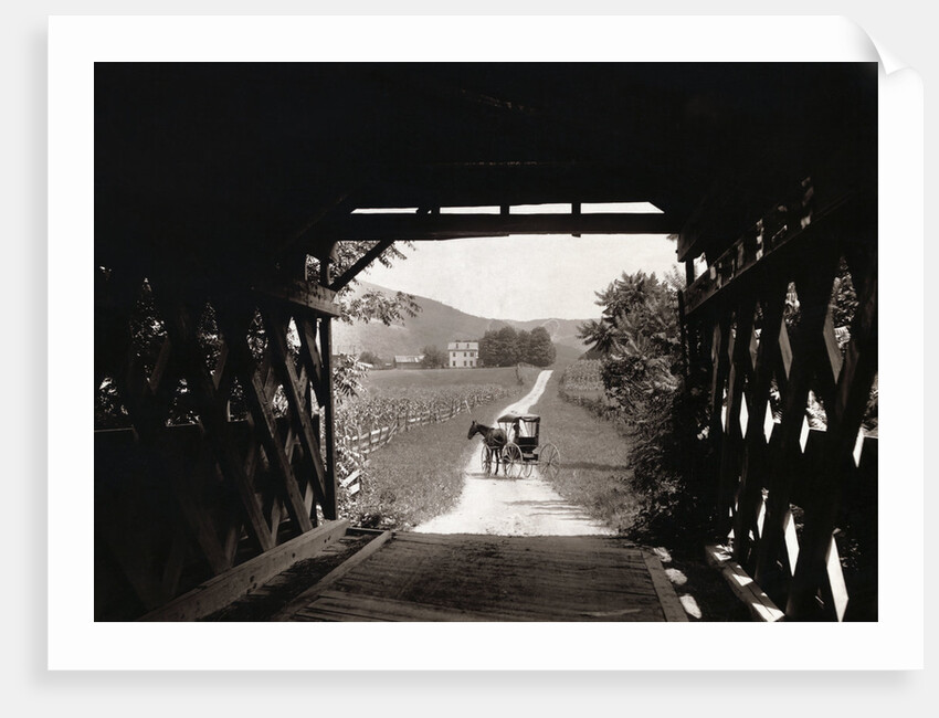 Horse and Buggy Viewed Through Covered Bridge by Anonymous