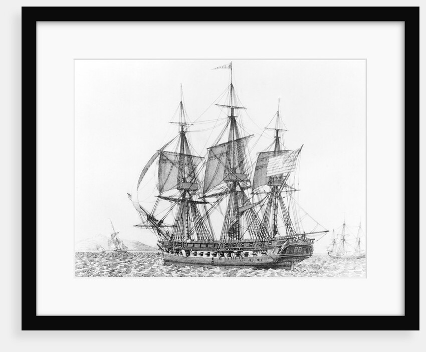 Print Depicting the USS Constitution Escaping from a British Squadron by Anonymous
