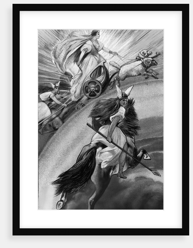 Lithograph Of Frigg And Valykyries by Anonymous