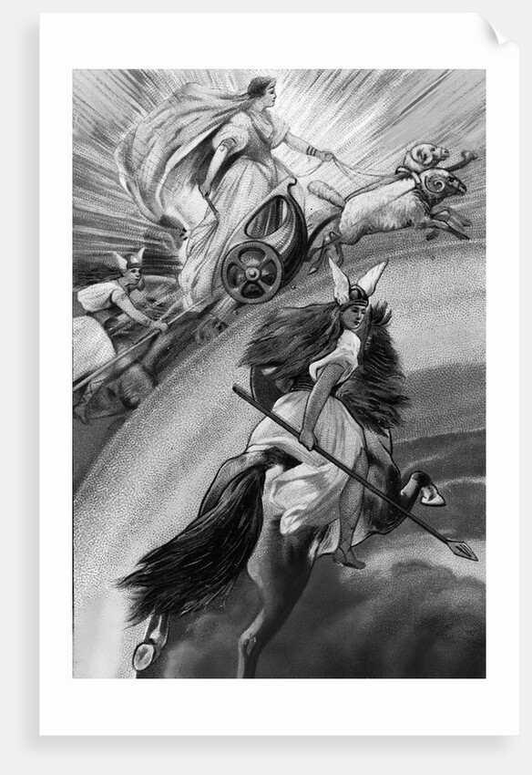 Lithograph Of Frigg And Valykyries by Anonymous
