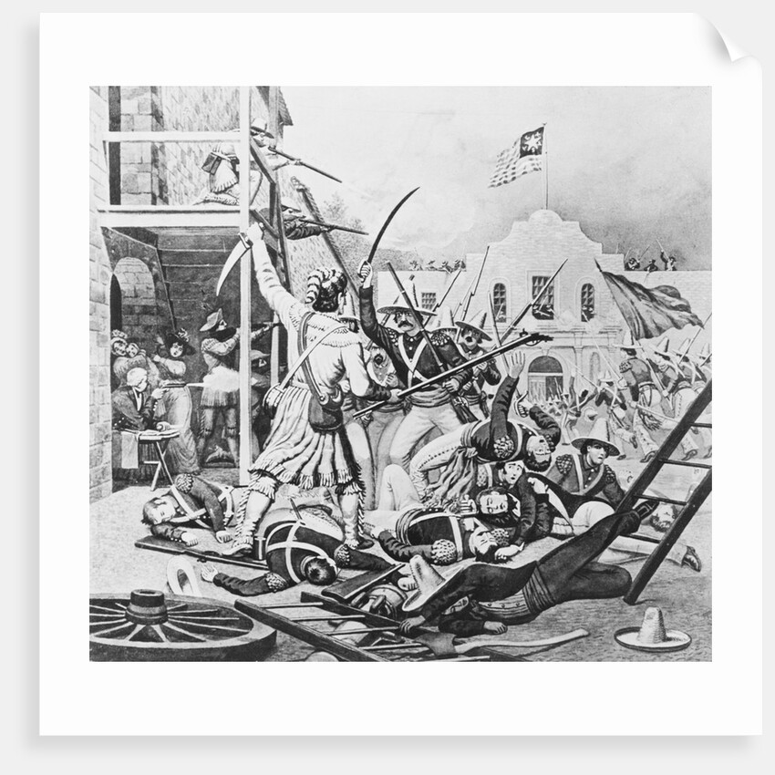 19th-Century Illustration of the Battle at the Alamo by Anonymous
