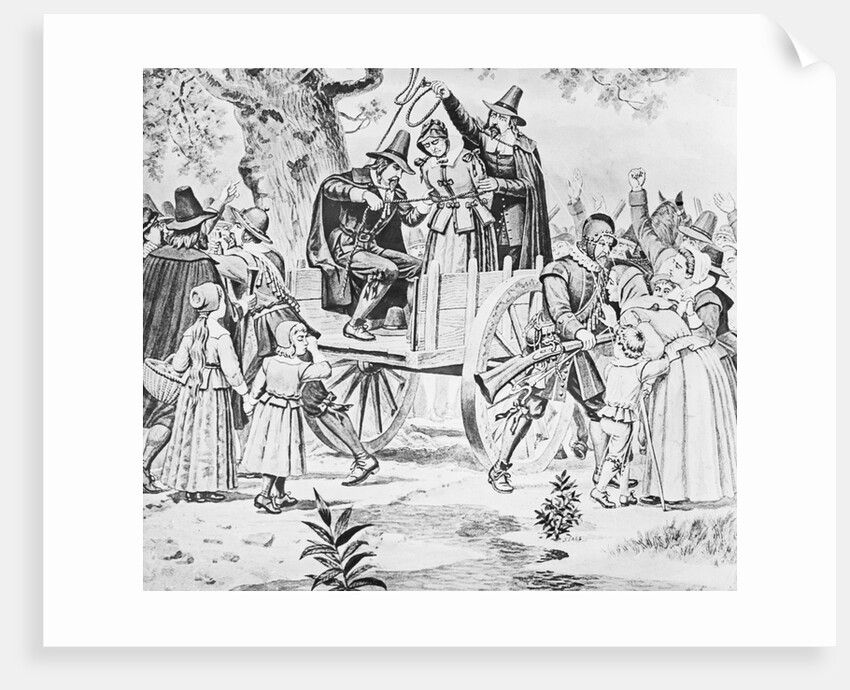 Drawing of Bridget Bishop Being Hanged for Witchcraft by Anonymous