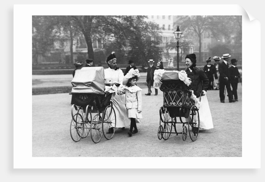 Nannies and Children Strolling in Park by Anonymous