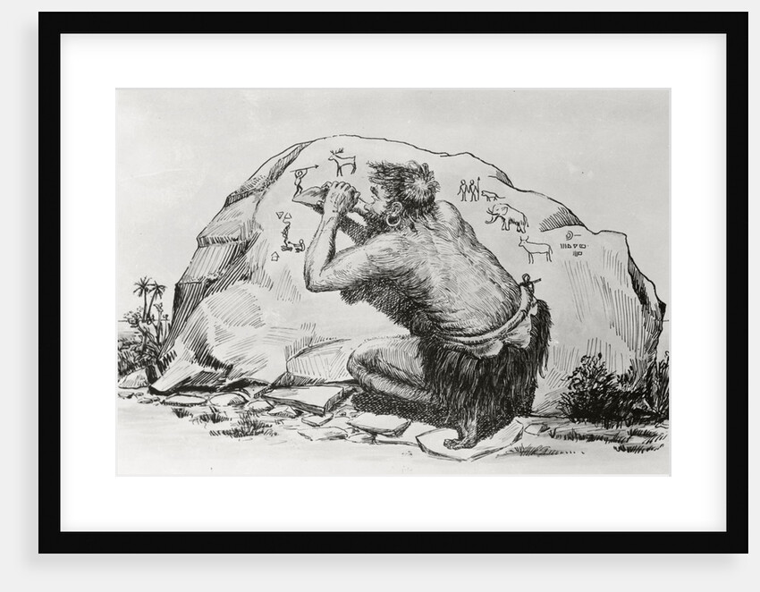 Cave Man Etching in Stone by Anonymous