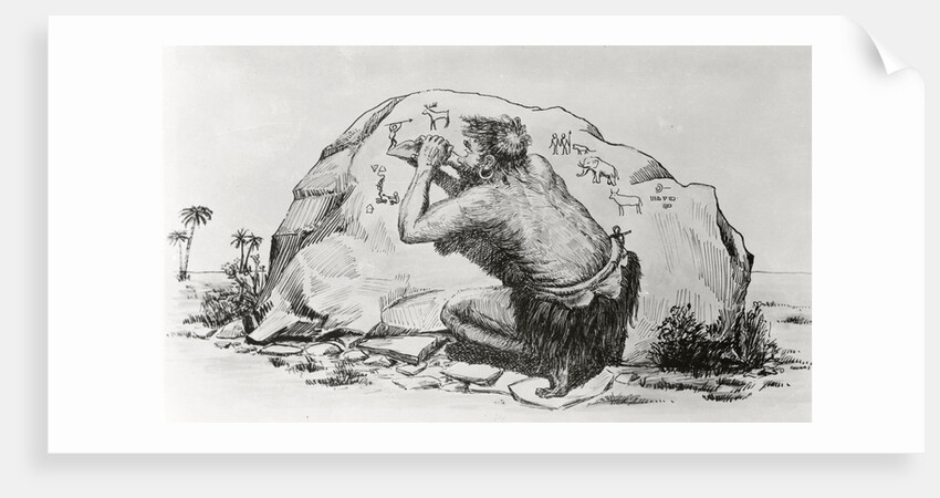 Cave Man Etching in Stone by Anonymous