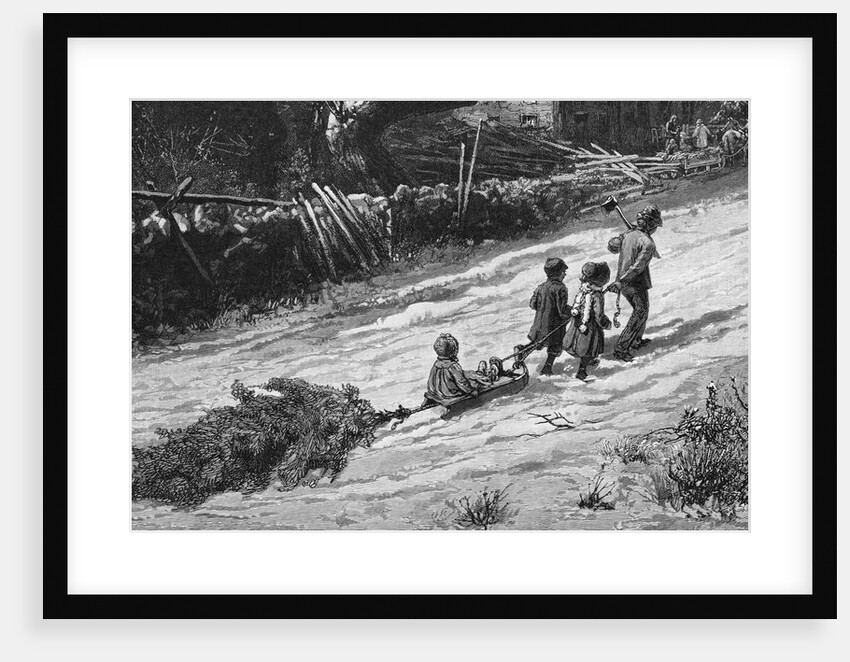 Children Bringing Home a Christmas Tree by Anonymous