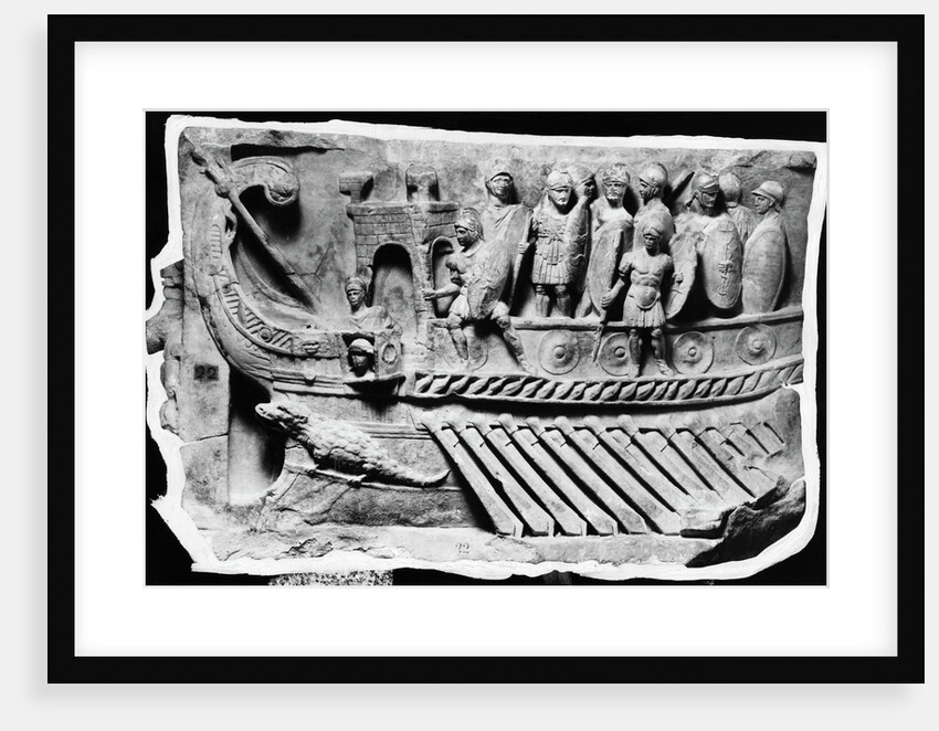Roman Relief Sculpture with Soldiers on Boat by Anonymous