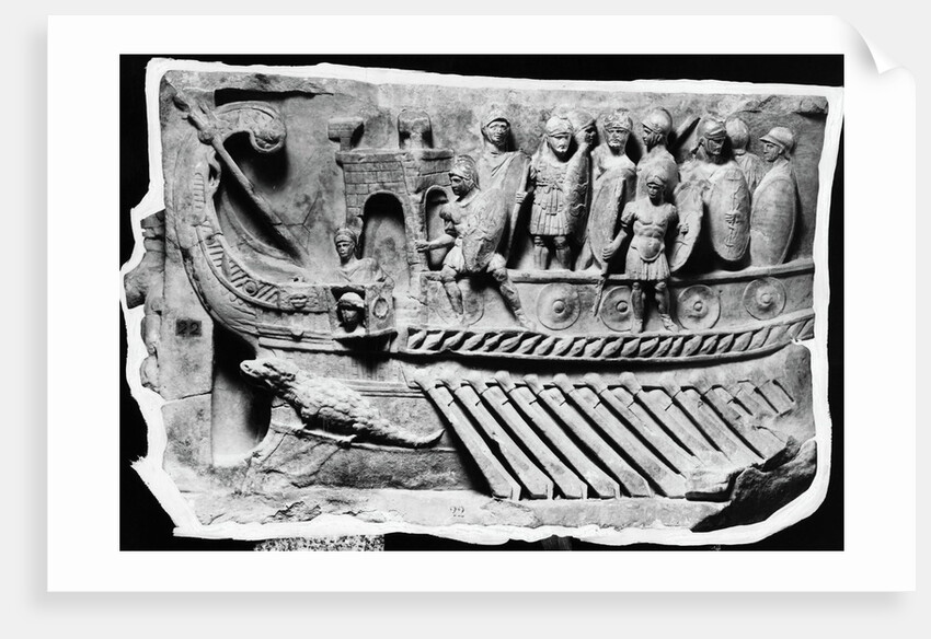 Roman Relief Sculpture with Soldiers on Boat by Anonymous