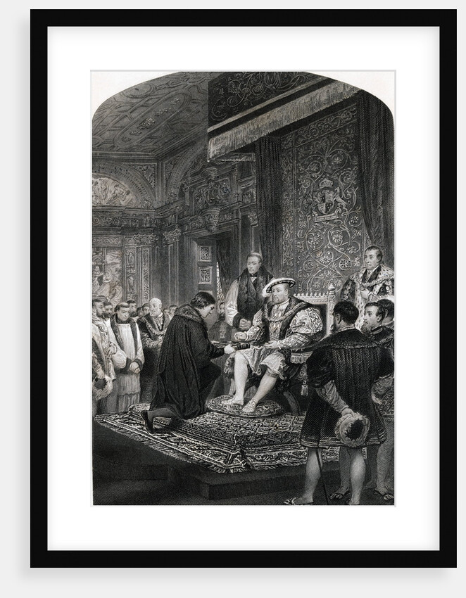 Illustration of King Henry VIII Receiving a Bible from Chancellor Cromwell by Anonymous