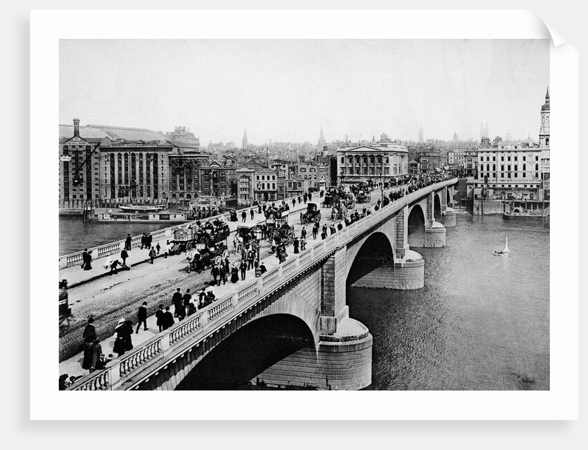 Pedestrians and Vehicles Crossing Bridge by Anonymous