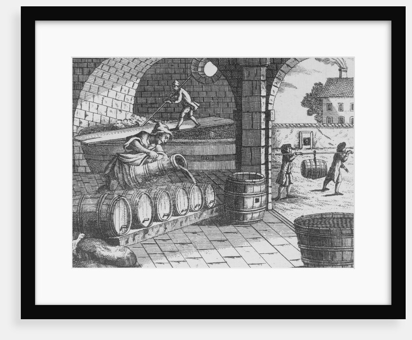 Engraving of a 17th-Century Brewery by Anonymous