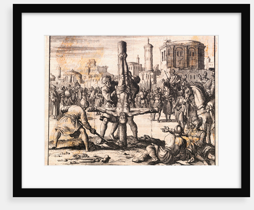 Print of the Crucifixion of St. Peter by Jan Luyken