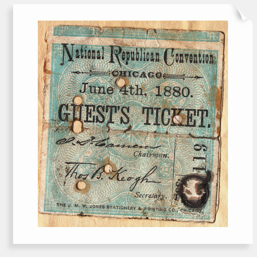 Display of the 1880 National Republican Convention Ticket by Anonymous