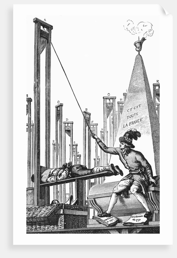 Robespierre Guillotining The Executioner Engraving by Anonymous