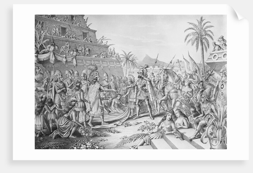 Entrance of Cortez into Mexico Lithograph by Anonymous