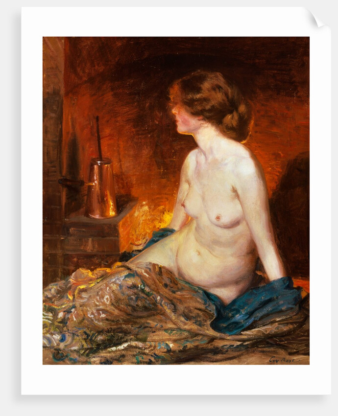 Nude Figure by Firelight by Guy Rose