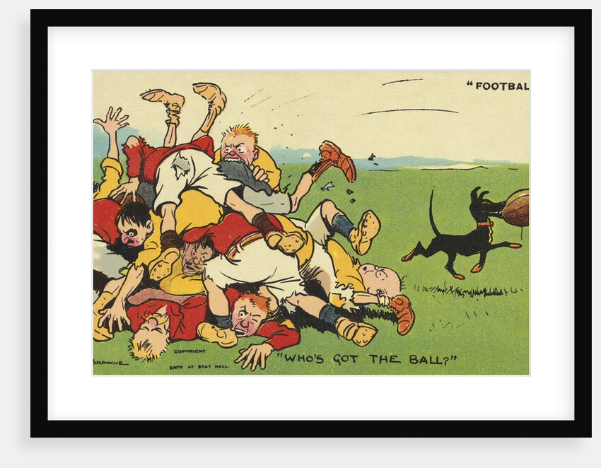 Postcard Cartoon of Rugby Match by Anonymous