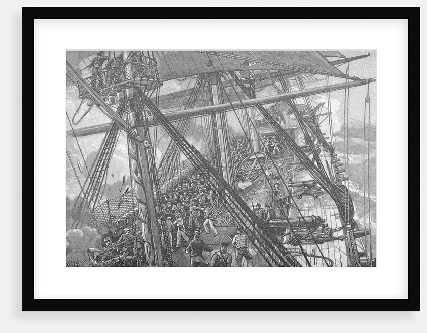 Illustration of the USS Constitution Engaged in Battle by J.O. Davidson