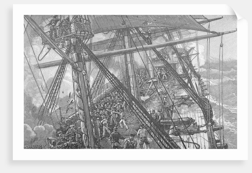 Illustration of the USS Constitution Engaged in Battle by J.O. Davidson