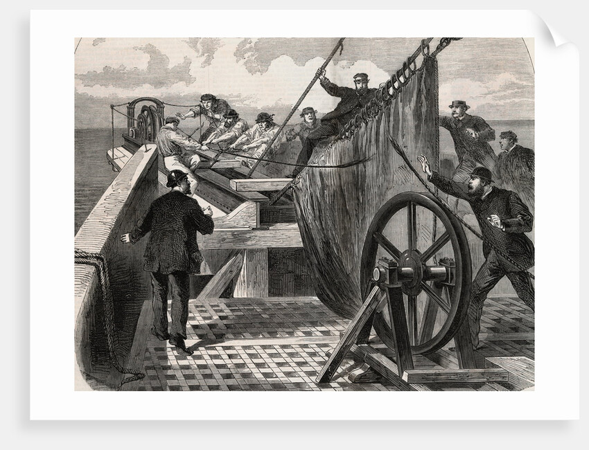 Men Hoisting Cable from Aboard Ship by Anonymous