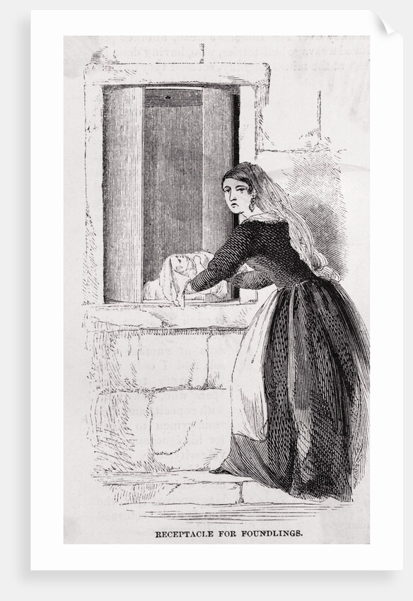 Woman Placing Child at Orphanage Door by Anonymous