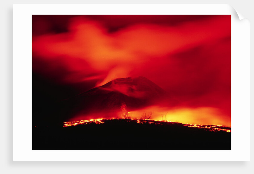 Lava Spilling from Kilauea at Night by Anonymous