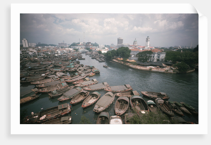 Skiffs in Singapore Harbor by Anonymous