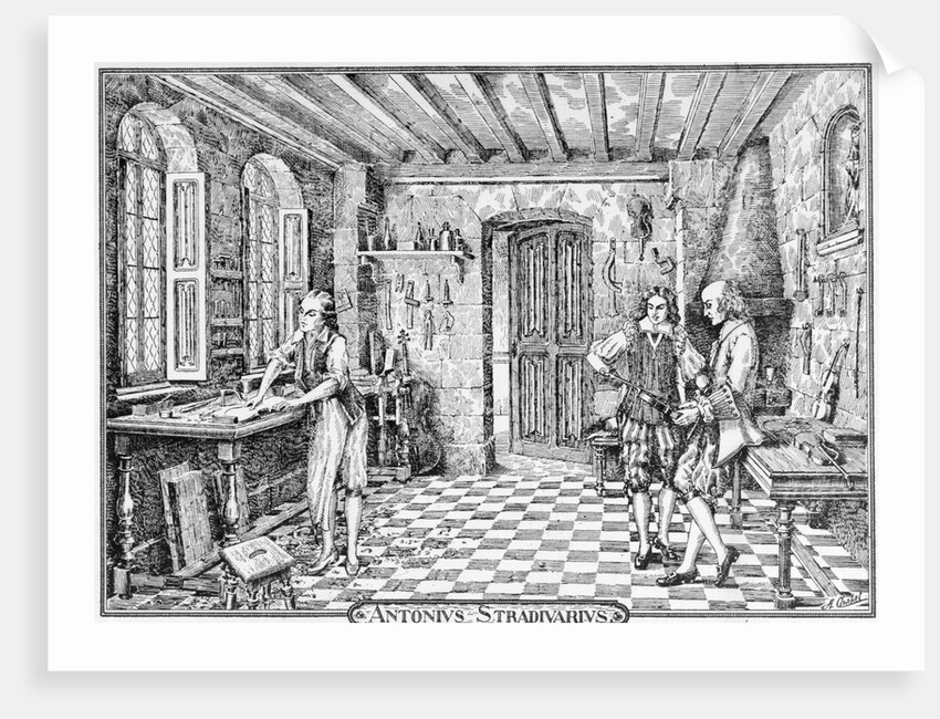Sketch of Stradivari in His Workshop by Anonymous