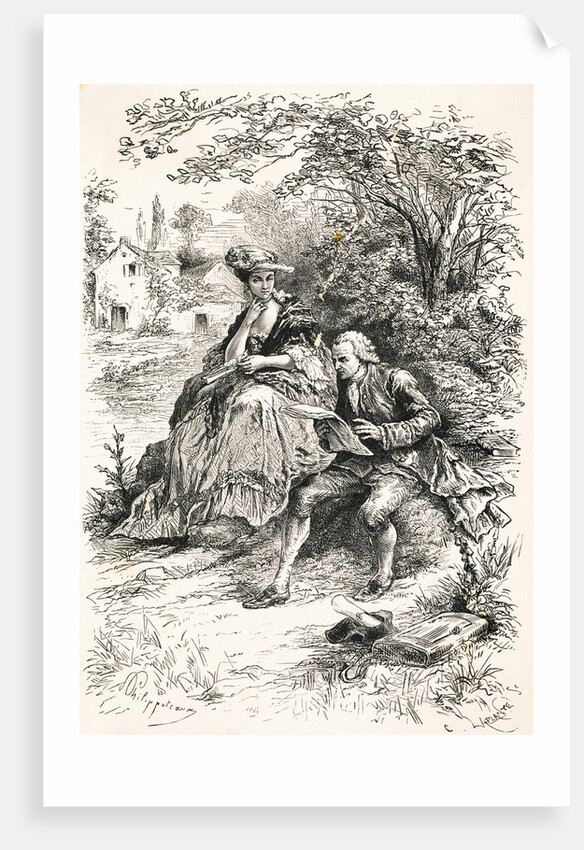 Jean-Jacques Rousseau with Madame D'Epinay by Anonymous