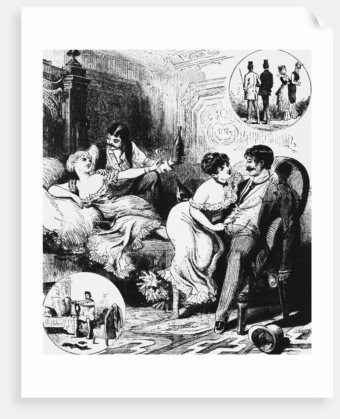 Illustration Depicting Prostitutes Cavorting with Swells by Anonymous