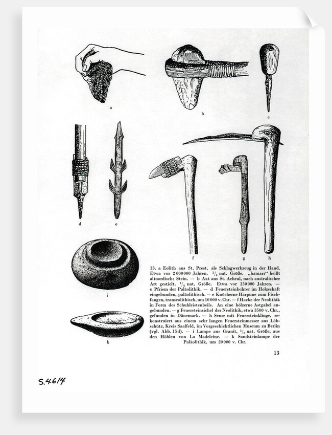 Book Illustration of Prehistoric Tools by Anonymous