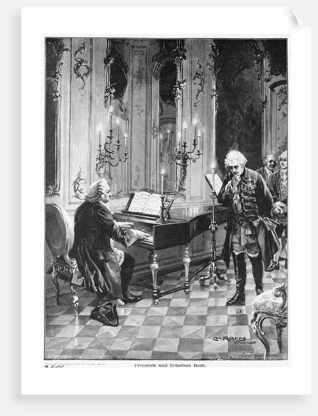 Bach Playing the Piano by Anonymous
