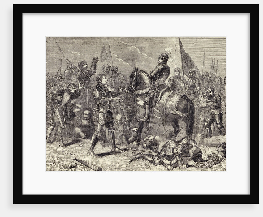 Print Depicting Lord Stanley Bringing the Crown of Richard III to Henry Tudor by Anonymous
