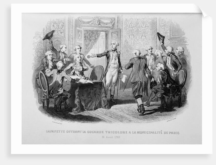 Lafayette Offering the Tricolor Cockade to the Municipality of Paris from Splendors of the French National Guard by Anonymous