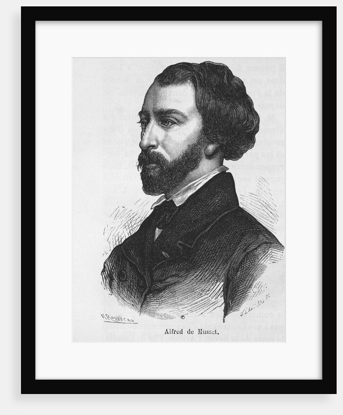 Engraving with Portrait of Alfred de Musset by Anonymous