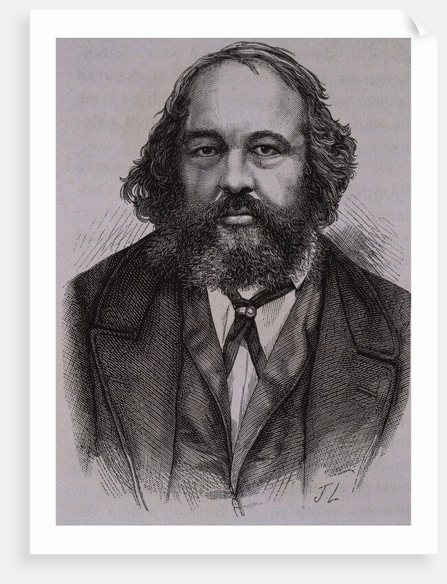 19th Century Engraving of Russian Revolutionary Anarchist Mikhail Aleksandrovitch Bakounine by Anonymous